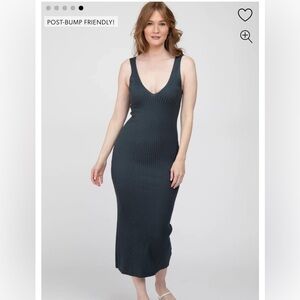 PinkBlush Charcoal Ribbed Maternity Dress